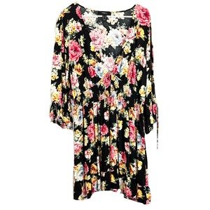 Forever 21 + Black Floral V Neck Dress Size 3x